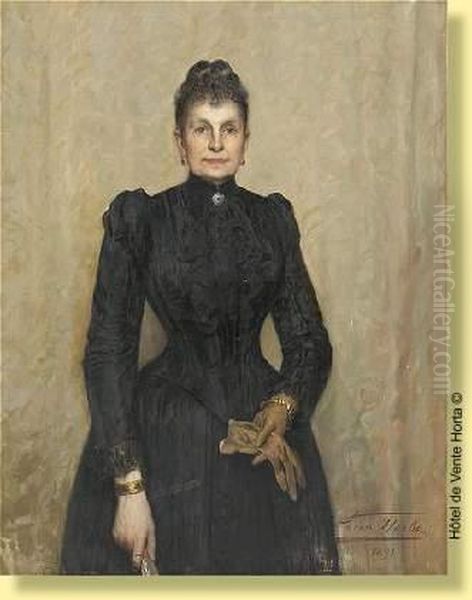 Portrait De Dame De Qualite Oil Painting by Leon Herbo