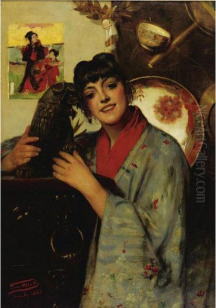 La Japonaise Oil Painting by Leon Herbo