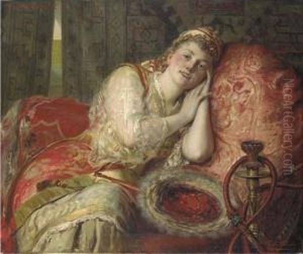 An Odalisque Oil Painting by Leon Herbo