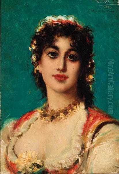 A Young Beauty Oil Painting by Leon Herbo