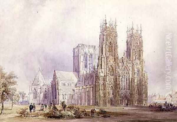 York Minster north west view Oil Painting by Frederick Mackenzie