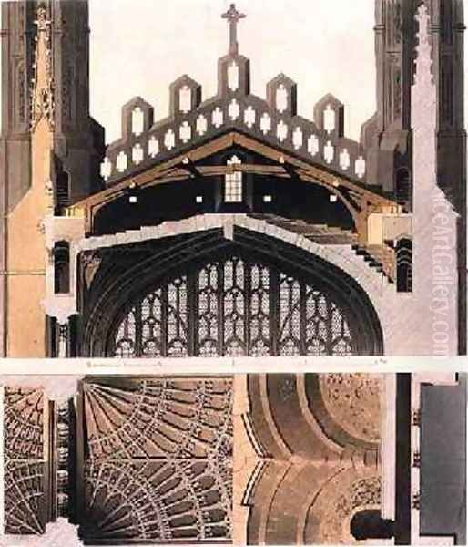 Plan and Section of the Roof of Kings College Chapel Oil Painting by Frederick Mackenzie