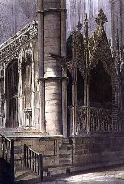 Part of the Screen of Edward the Confessor and the Tomb of Edmund Crouchback Oil Painting by Frederick Mackenzie