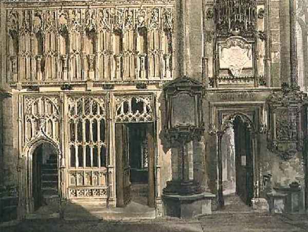 The Screen of Abbot Islips Chapel and the Entrance to the Chapel of St Erasmus Oil Painting by Frederick Mackenzie