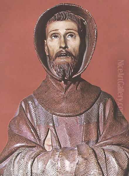 St Francis of Assisi Oil Painting by Pedro de Mena