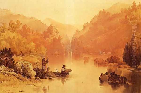 Panning Gold, California Oil Painting by William McIlvaine