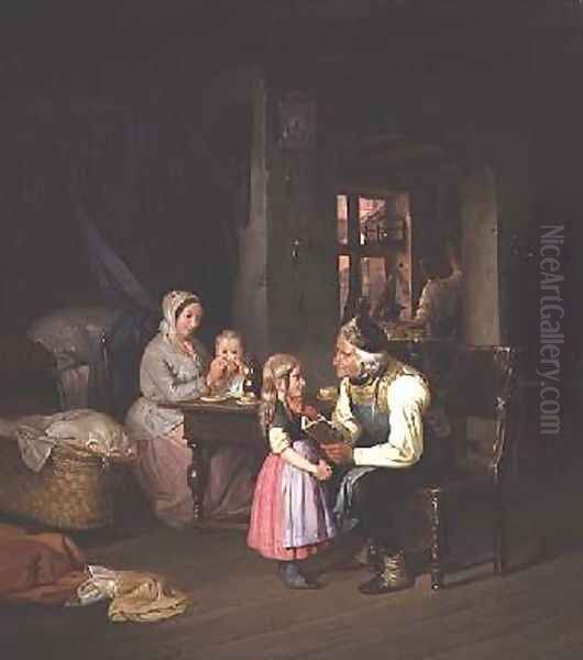 Grandpapas Favourite Oil Painting by Friedrich Edouard Meyerheim