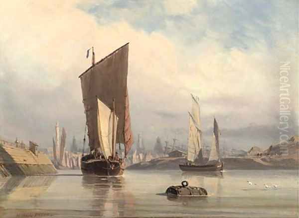 Ghosting into harbour Oil Painting by Antoine Leon Morel-Fatio