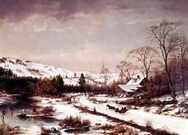 Winter Scene Oil Painting by Joseph Morviller