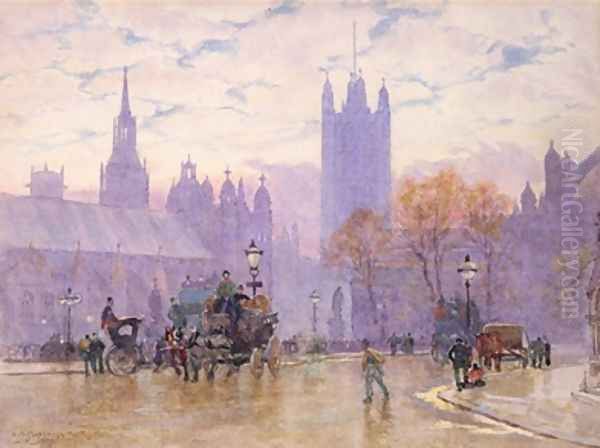 Morning in Parliament Square 1889 Oil Painting by Herbert Menzies Marshall