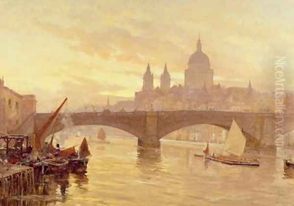 Southwark Bridge Oil Painting by Herbert Menzies Marshall