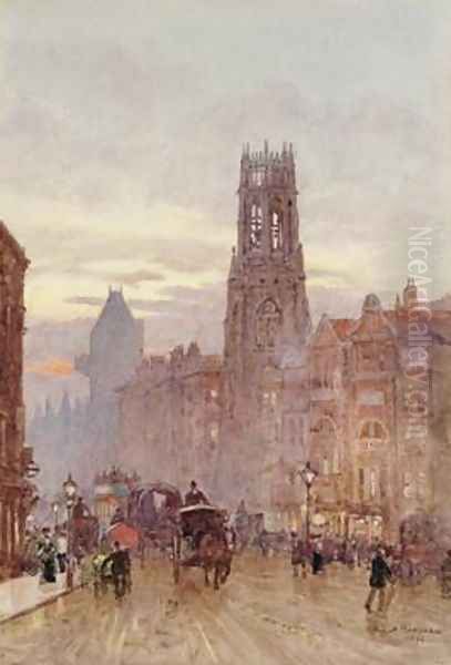 View Down London Street Oil Painting by Herbert Menzies Marshall