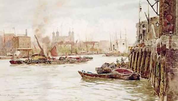 Port of London Upper Pool 1896 Oil Painting by Herbert Menzies Marshall