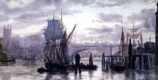 On the Thames Oil Painting by Herbert Menzies Marshall