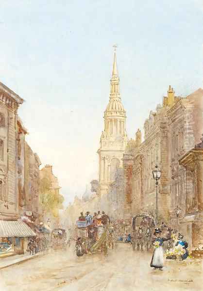 Church tower Oil Painting by Herbert Menzies Marshall