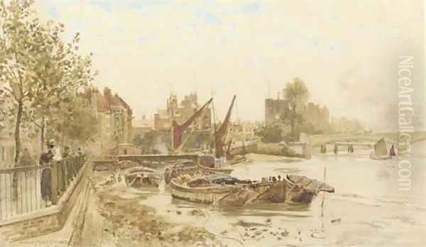 On the Embankment at Chelsea Oil Painting by Herbert Menzies Marshall