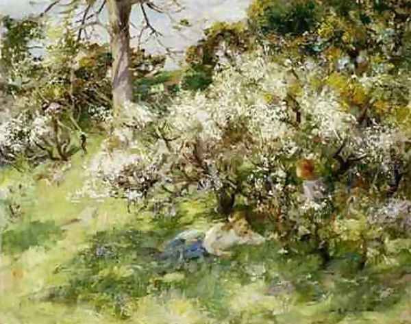 Sloe Blossom Oil Painting by William Stewart MacGeorge