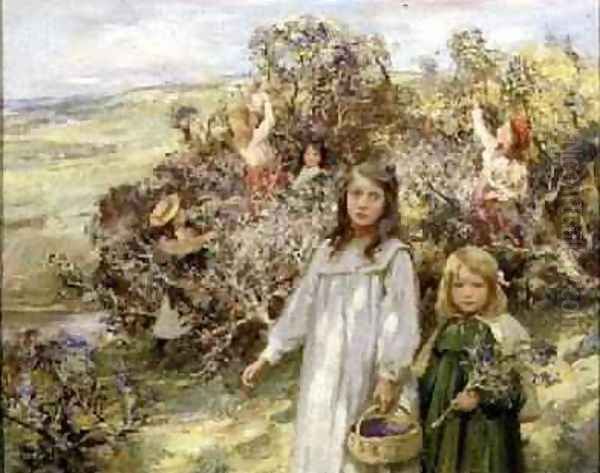 Gathering Blackberries Oil Painting by William Stewart MacGeorge