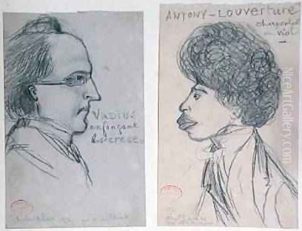 Portraits of either Charles Nodier 1780-1844 or Gustave Planche 1808-57 and Alexandre Dumas Pere 1802-70 1834 Oil Painting by Alfred de Musset