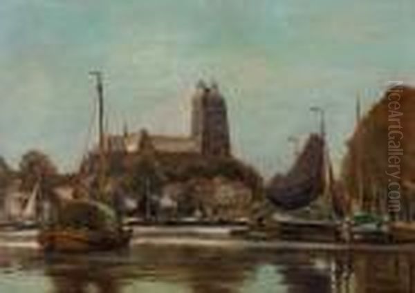 Hafen Von Dordrecht Oil Painting by Heinrich Hermanns