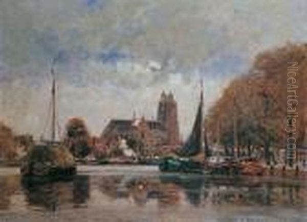 Hafen Von Dordrecht Oil Painting by Heinrich Hermanns