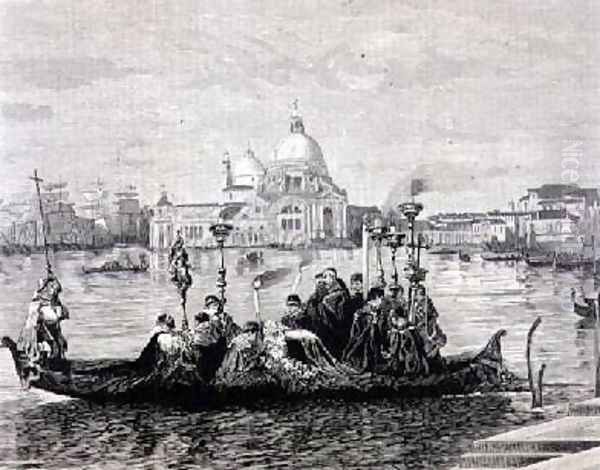 A Burial in Venice from the painting Going to the Campo Santo Oil Painting by Clara Montalba