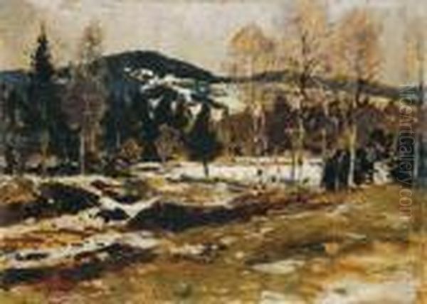 Winter Near Hinterzarten Oil Painting by Heinrich Hermanns