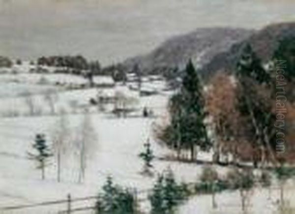 Winter Im Bergischen Land. 
Signiert Unten Rechts: Heinrich Hermanns. Ol Auf Leinwand. H 34; B 48 
Cm. Oil Painting by Heinrich Hermanns