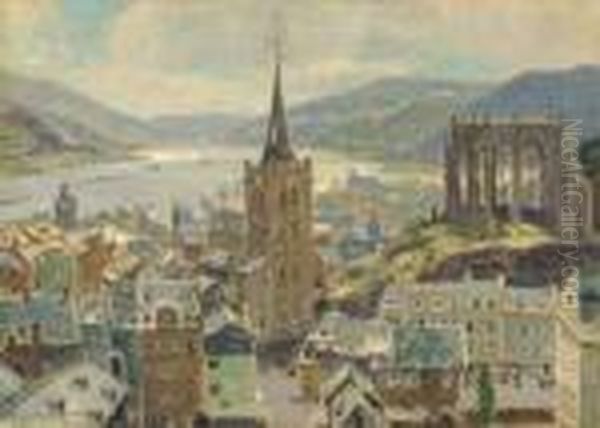 Ansicht Von Bacharach Am Rhein Oil Painting by Heinrich Hermanns