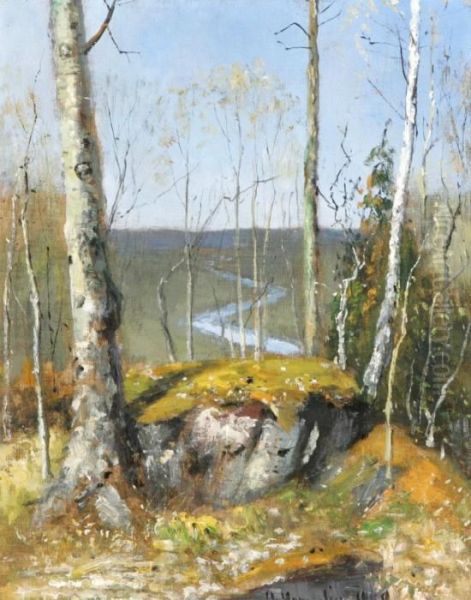 Fran Fyrisan I Dess Norra Lopp Oil Painting by Olof Hermelin