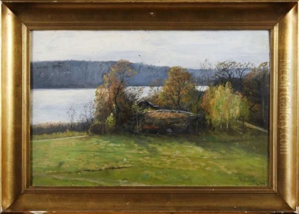 Sensommarlandskap Oil Painting by Olof Hermelin