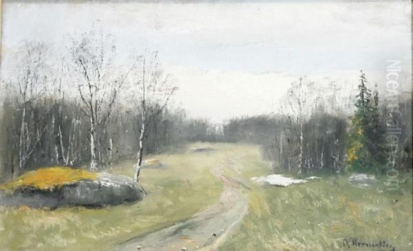 Varvinterlandskap Oil Painting by Olof Hermelin