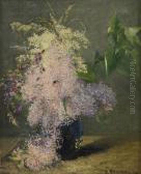 Blomsterstilleben Oil Painting by Olof Hermelin