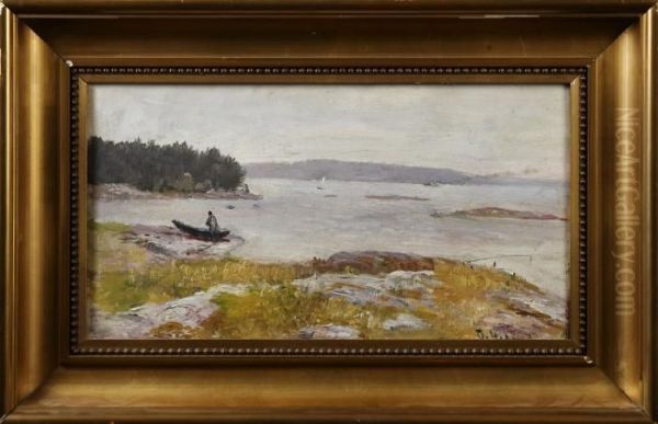 Landskap Oil Painting by Olof Hermelin