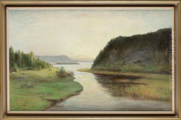 Vid Alvens Mynning Oil Painting by Olof Hermelin