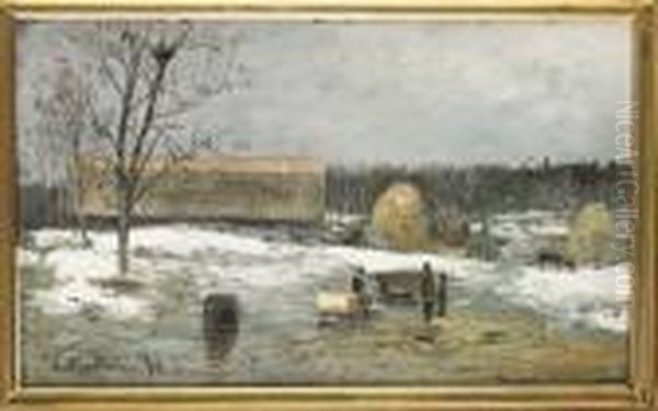 Osterby Gard, Vinter Oil Painting by Olof Hermelin