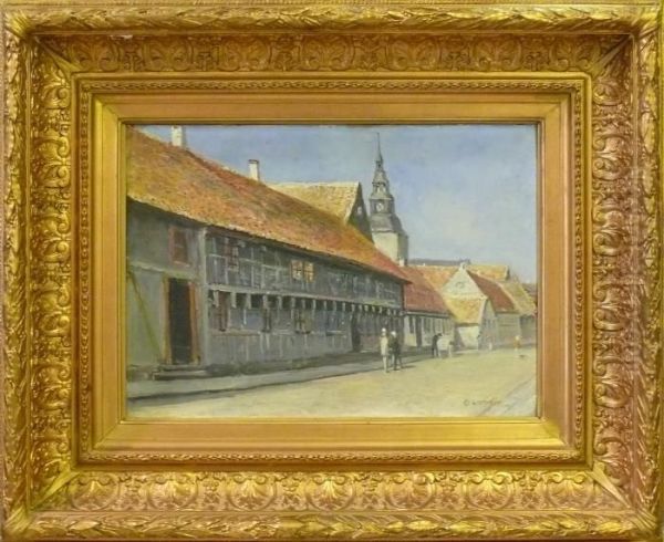 Stadsmotiv. Oil Painting by Olof Hermelin