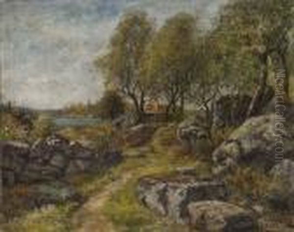 Sommarlandskap Oil Painting by Olof Hermelin