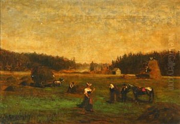 Harvesting Oil Painting by Olof Hermelin