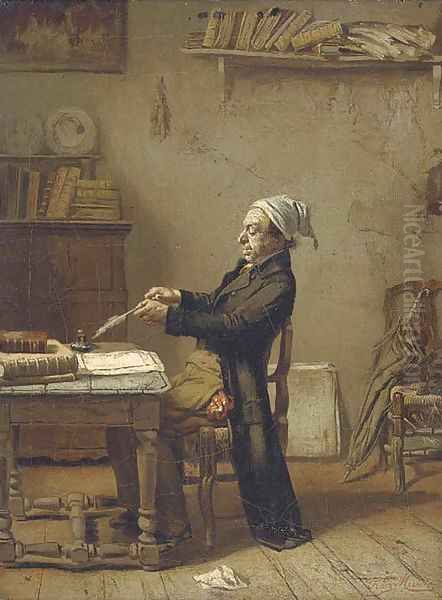 A scholar at work Oil Painting by Frans Meerts