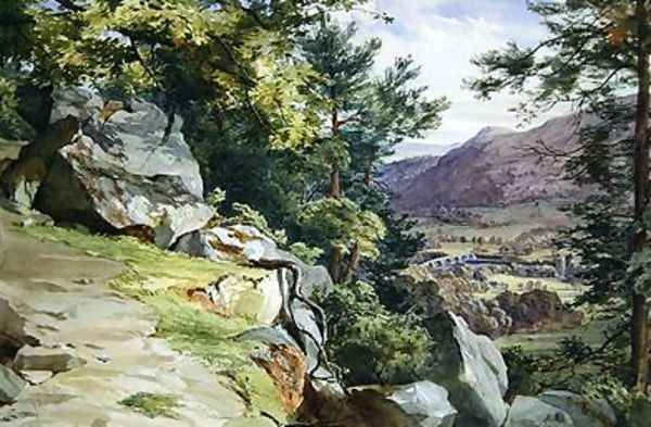 View of Craig-y-Barns Dunkeld Looking South 1855 Oil Painting by John Henry Mole