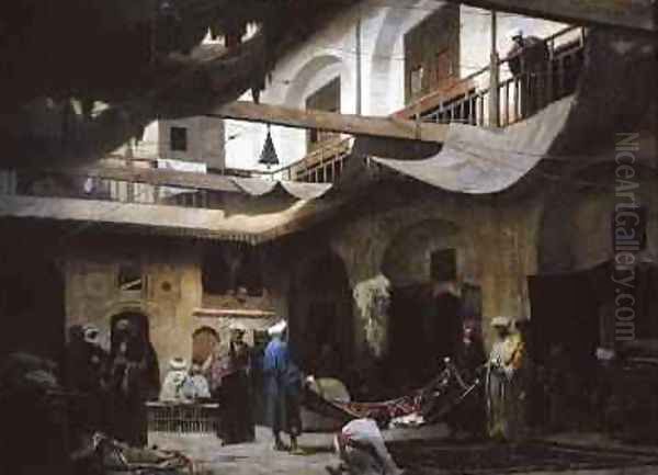 The Carpet Bazaar Cairo Oil Painting by Louis Claude Mouchot