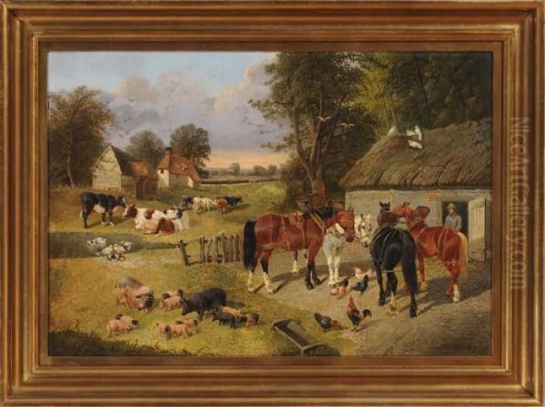 Peaceable Barnyard Oil Painting by John Frederick Herring Snr