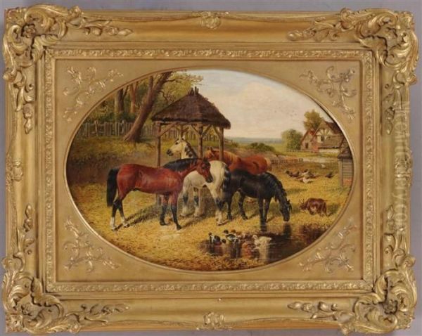 Farmyard Animals In Summer Oil Painting by John Frederick Herring Snr