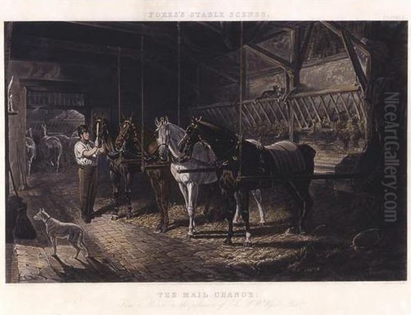 Fores's Stable Scenes Oil Painting by John Frederick Herring Snr