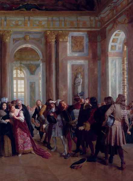 Jean Bart In The Galerie Des Glaces At Versailles Oil Painting by Gaston-Theodore Melingue