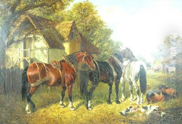 In The Farmyard Oil Painting by John Frederick Herring Snr