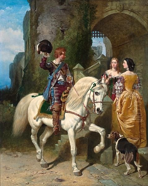 The Cavalier's Visit Oil Painting by John Frederick Herring Snr