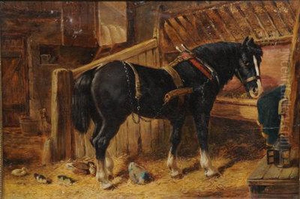 Heavy Horse In A Stable. Oil Painting by John Frederick Herring Snr