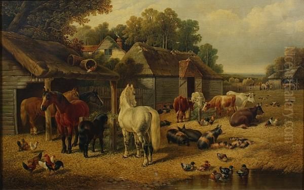 Farmyard Scene Oil Painting by John Frederick Herring Snr